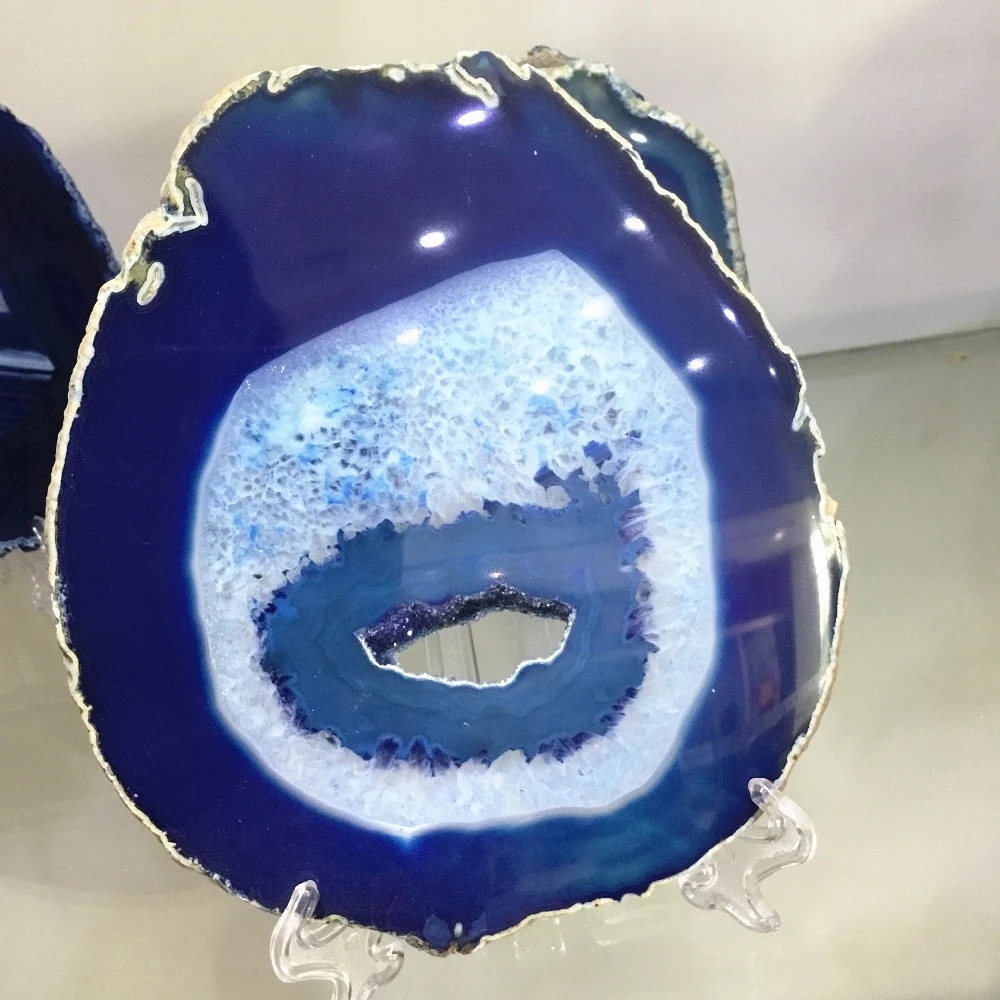 Large size Natural agate slice dyed Blue agate stone slices