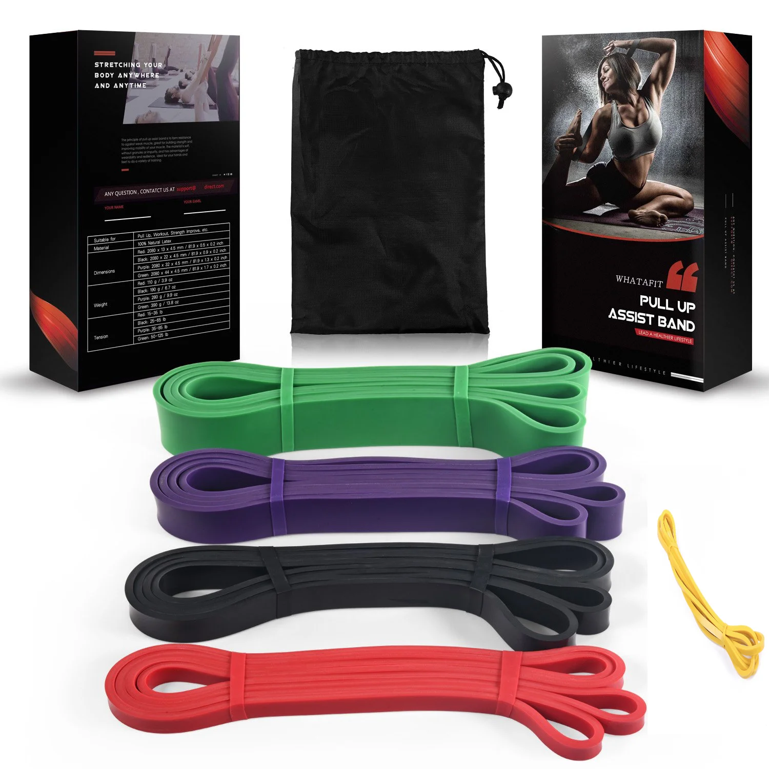 
Custom Natural Latex Pull Up Assist Resistance Band Set 