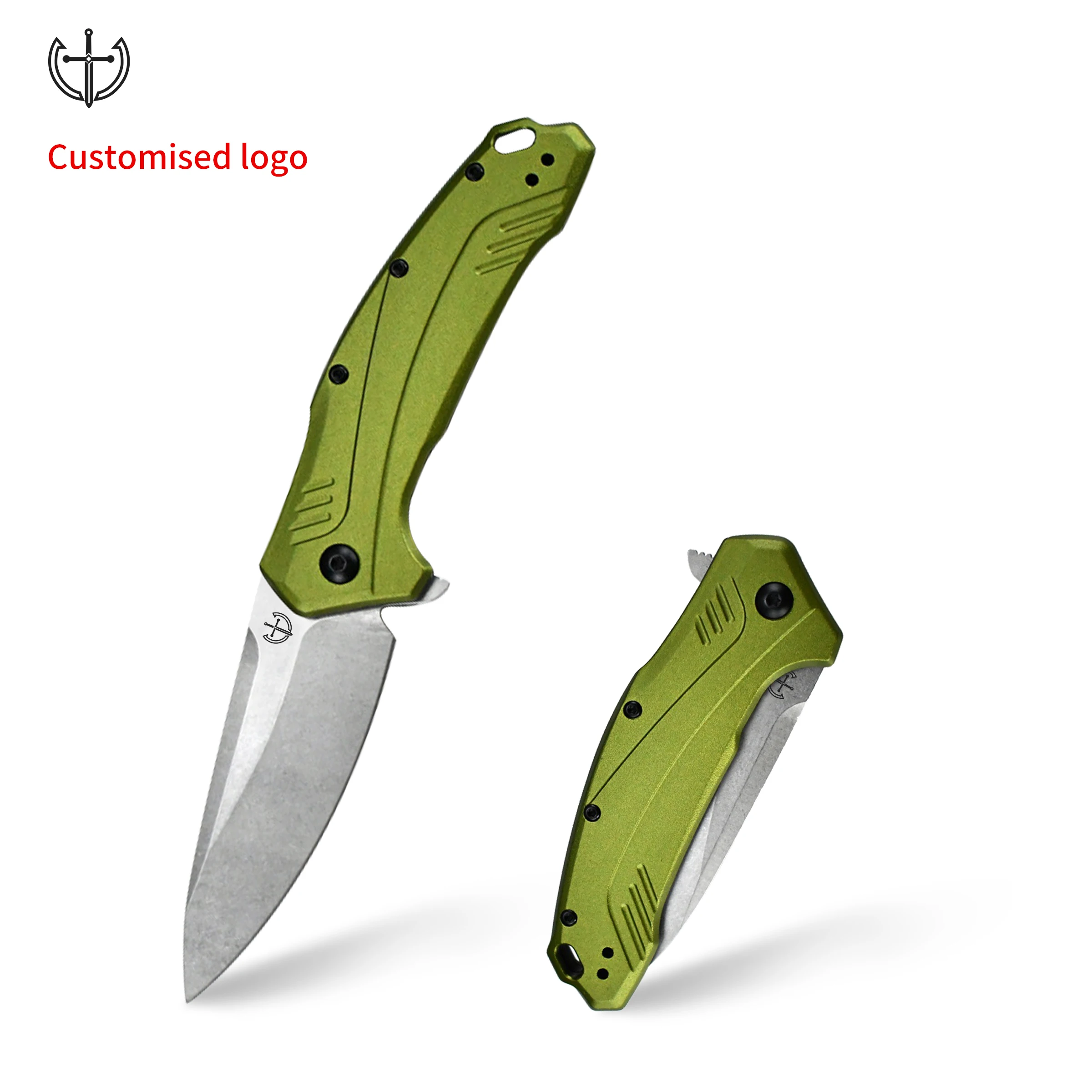 Fantastic D2 survival knife fixed blade durable green handle aluminum knife special portable pocket knife