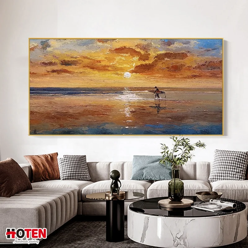 Factory wholesale Landscape Posters Seascape Sunrise Pictures beach wall art canvas painting
