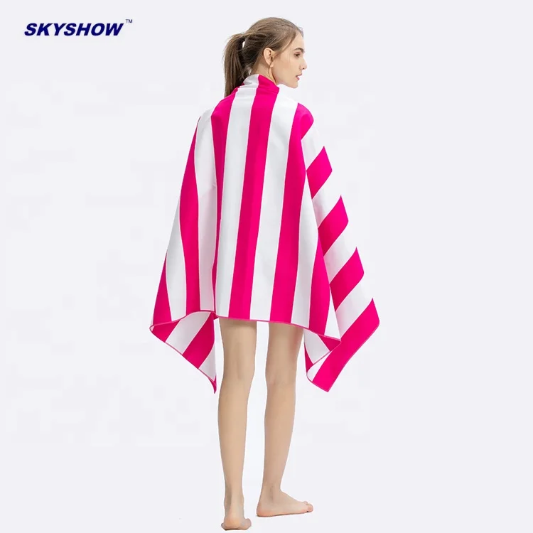 Ecofriendly sand free microfiber striped beach towel for travel camping