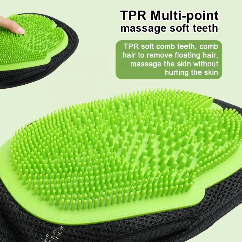 Factory Wholesale Multifunction Double Sided Cat Hair Remover Glove Dog Pet Bath Grooming Glove