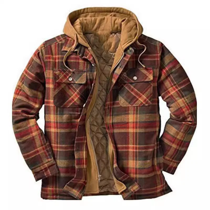 Winter Red Plaid new trend Korean version Casual loose design jacket Long Sleeve men Jackets coats for men