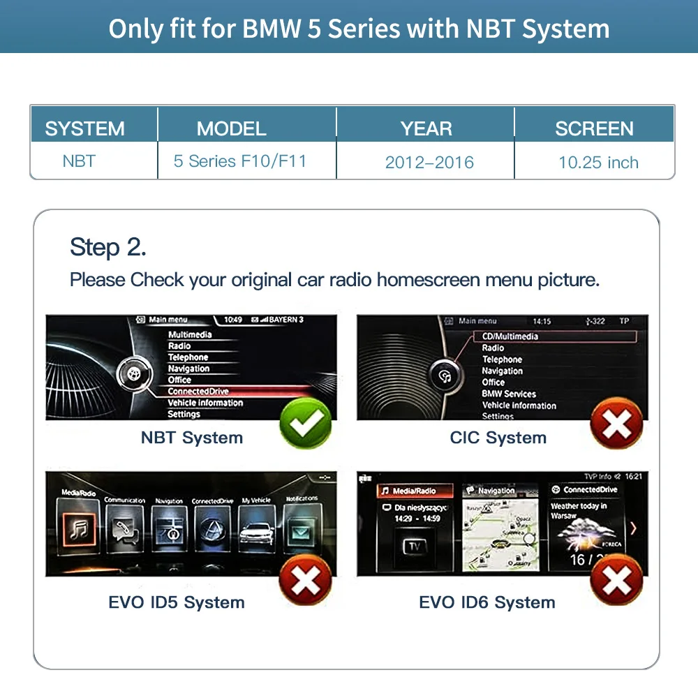 1920*720 10.25' Auto Carplay Android for BMW Screen Linux 5 Series F10 F11 2010-2016 CIC NBT System Car Radio Multimedia Player