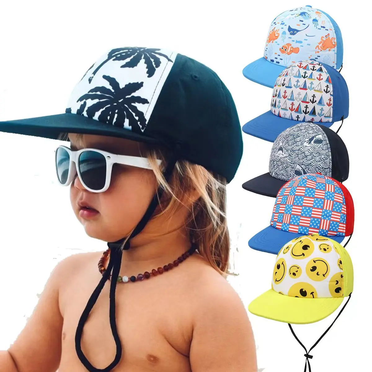 Summer child baby boy baseball snapback cap kids outdoor anti-UV sun hat sea beach hat anti-splash water quick dry caps