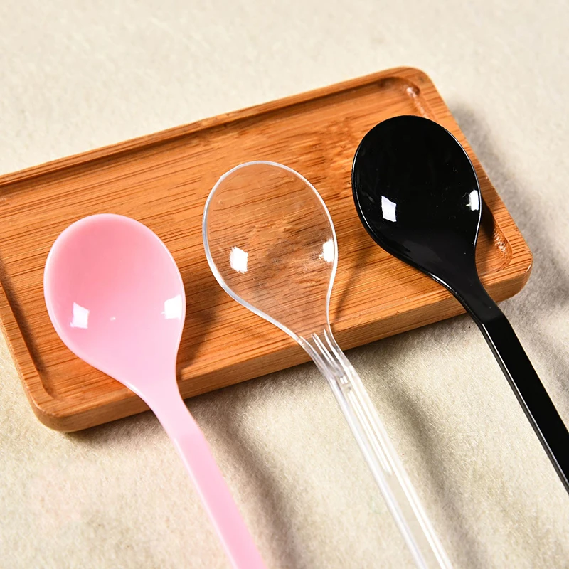 New Arrival Korean Plastic Tableware Spoon Round Head Long Handle Spoon Disposable Ladle
