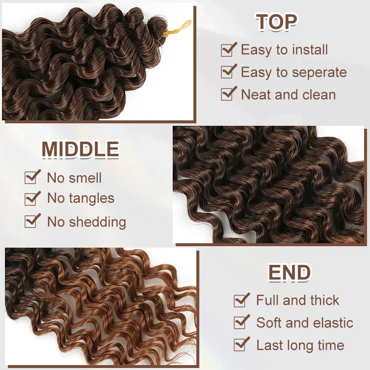 Julianna Wholesale Factory Bulk Synthetic Hair Extensions Bundle Beach Wave Knotless Braids Deep Wave For Boho Curl Braids