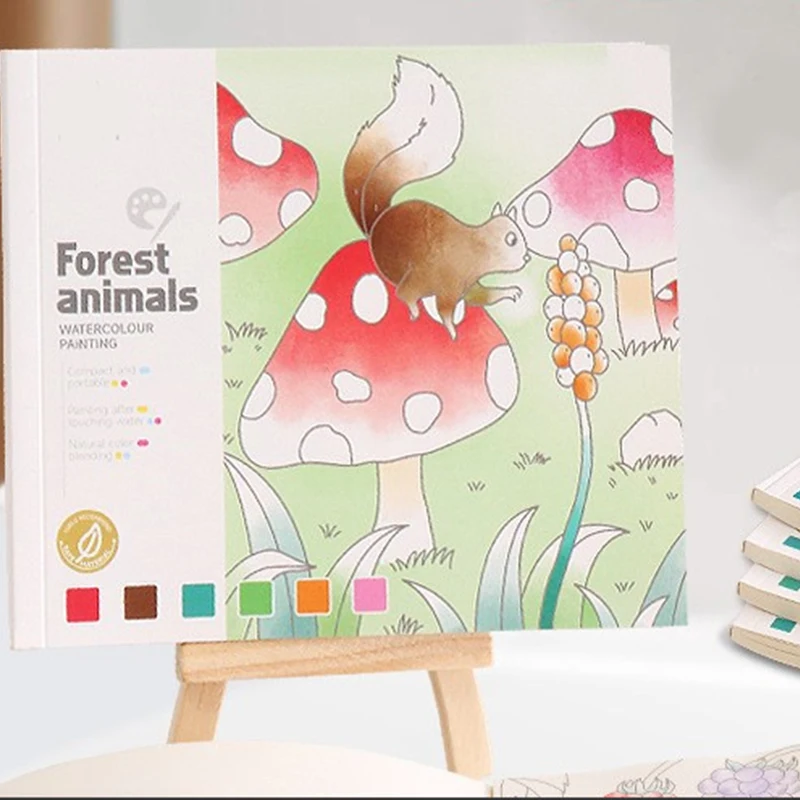 Custom Pocket Watercolor Painting Bookmarks Book For Kids Palette Paint Book Water Coloring Drawing Book Toys Set With Brush