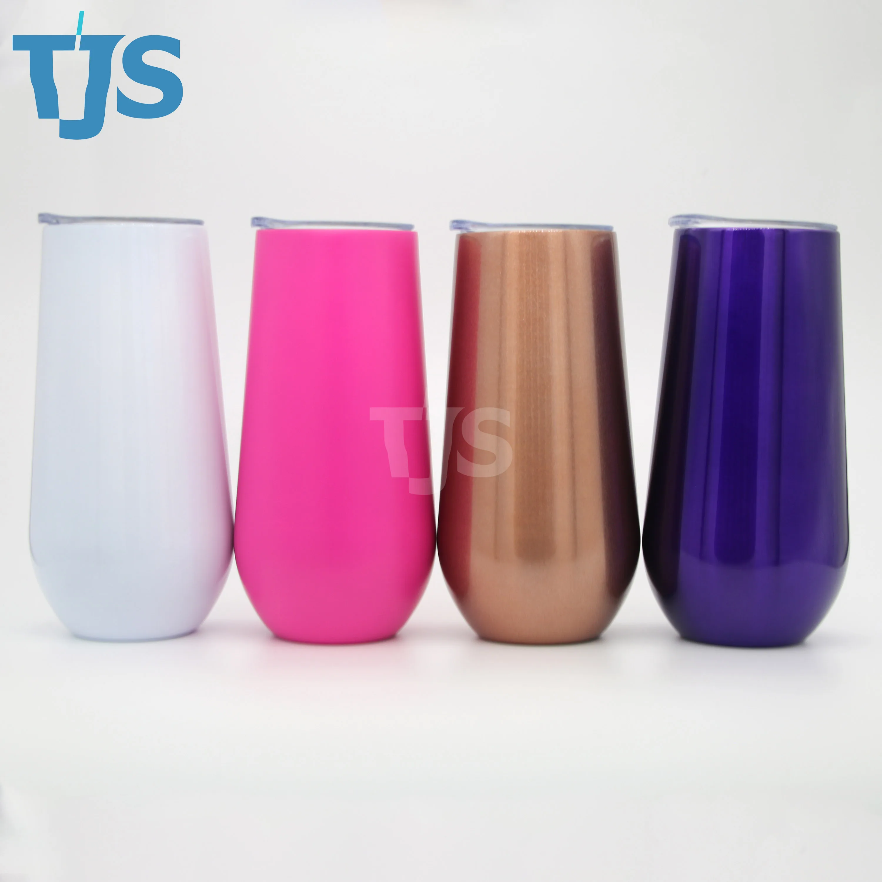 Insulated Double Wall TJS Stainless Steel Vacuum sublimation blanks 6oz Colorful Wine with lid tumblers