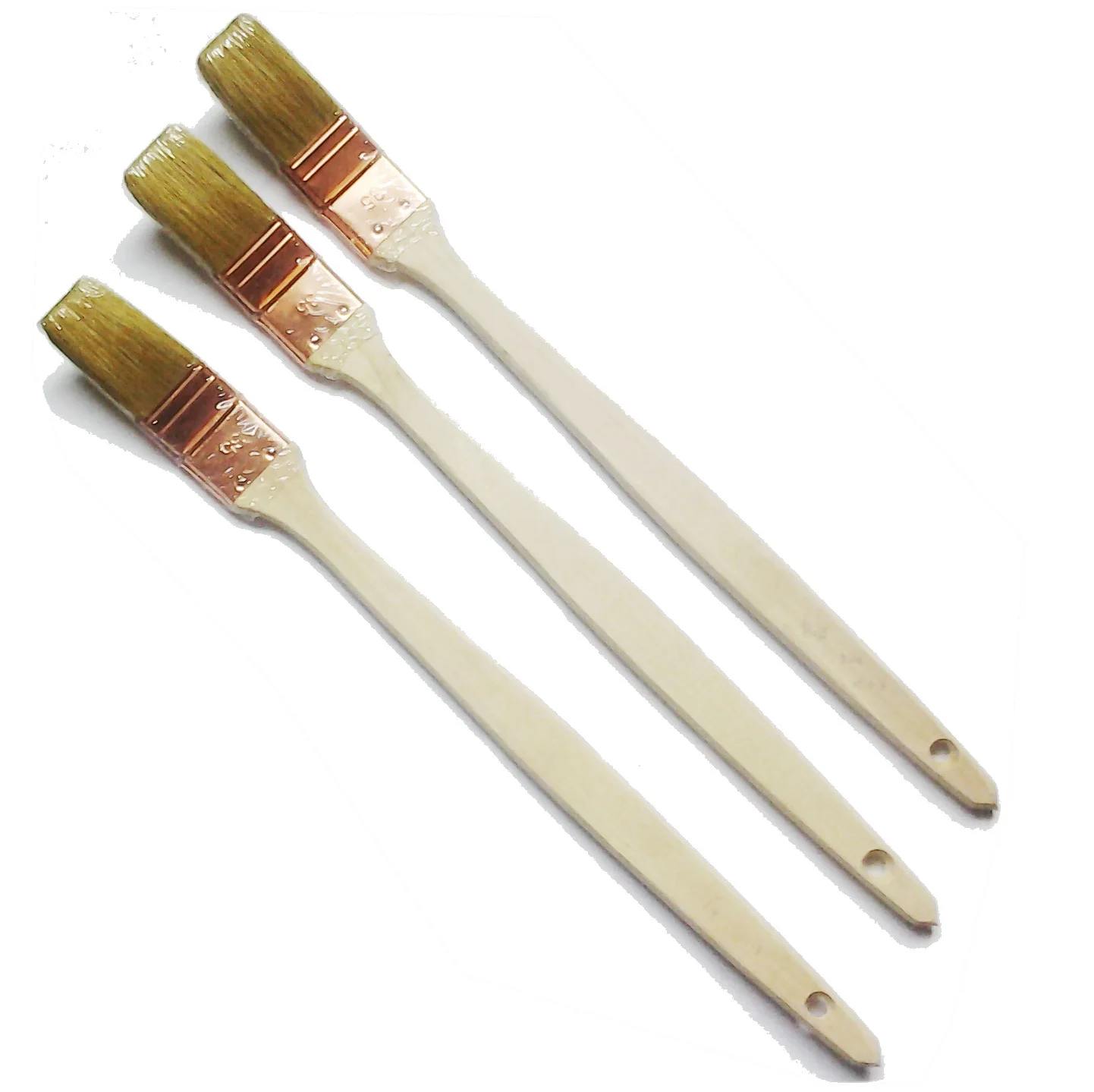 French Type Brass Plated Bent Angle Ferrule Mixed Wire Long Wood Handle Radiator Clean Paint Brush