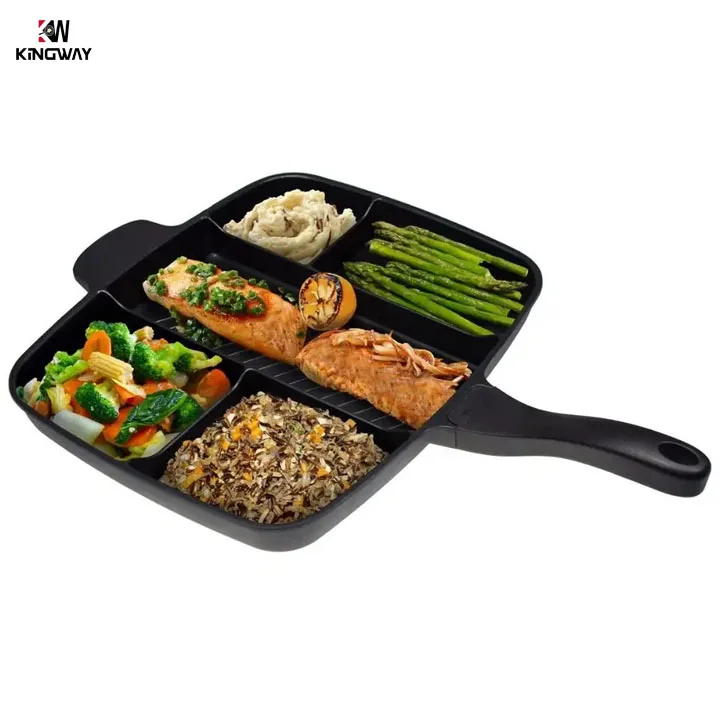 Hot selling 5 in 1 section cast iron pan skillet 5 slots frying pan