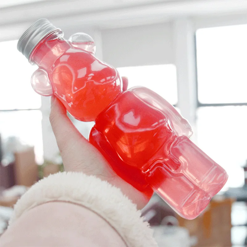 Reusable Kawaii Boba Cups with Lids and Straws Animal Bubble Tea Bottles 700ml Cute Teddy Bear Brick Unique Beverage Bottle