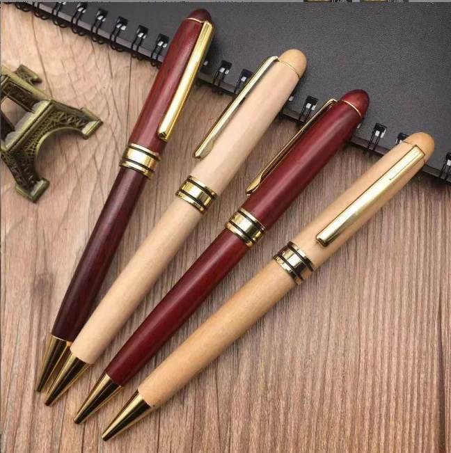 Promotion Gift Bamboo Pen With Custom Logo High Quality Natural Eco Friendly Bulk  Wooden Ballpoint Pens