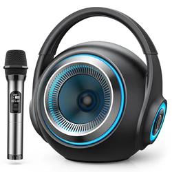 Factory Indoor Outdoor Speaker with Handle Speaker LED Colorful Light Surround Sound Wireless Built-in Mic Speaker