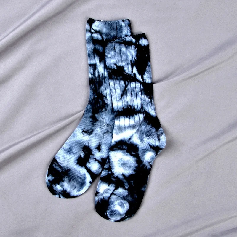 Wholesale Fashion Dip Dye Colorful Casual Cotton Crew Athletic Custom Oem Unisex Elastic Sport Tie Dye Socks