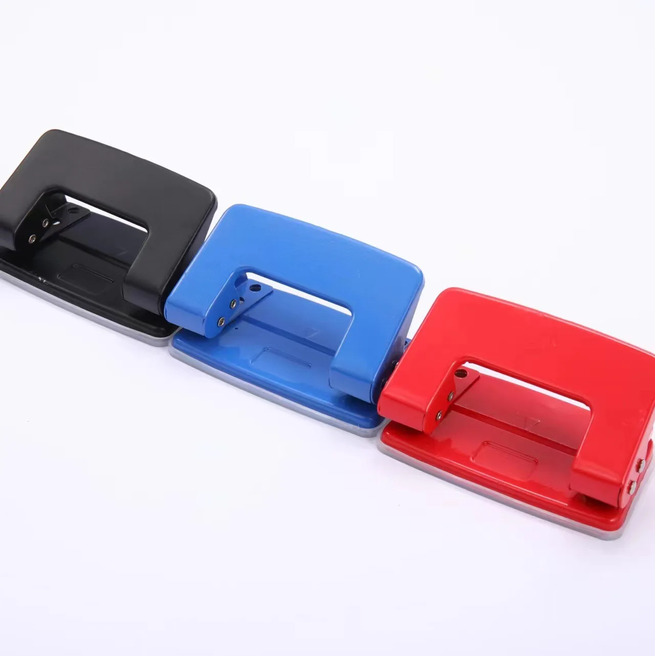 Macaron Color 10 Sheet Two Hole Reinforced Metallic Hole Punch with Waste Container Wholesale Manufacturer for School and Office