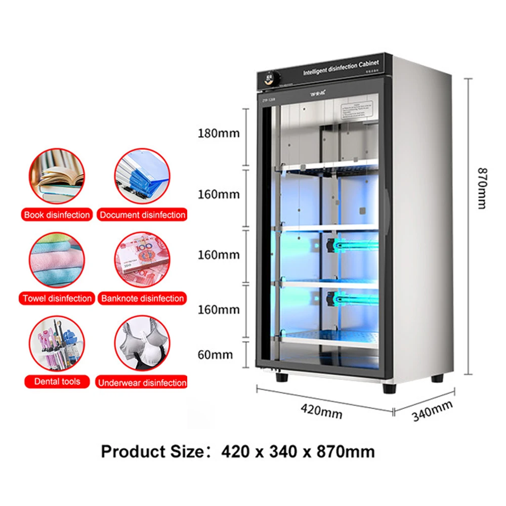 OEM Beauty Shop Spa Library Large Capacity Book Document Banknote Towel Dental Tools Ultraviolet UV Ozone Disinfection Cabinets