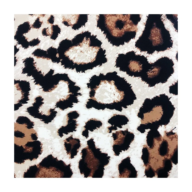 Hot sale silky touched 220GSM Good 4-ways stretch nylon spandex Leopard design rotary print jersey fabric for dress