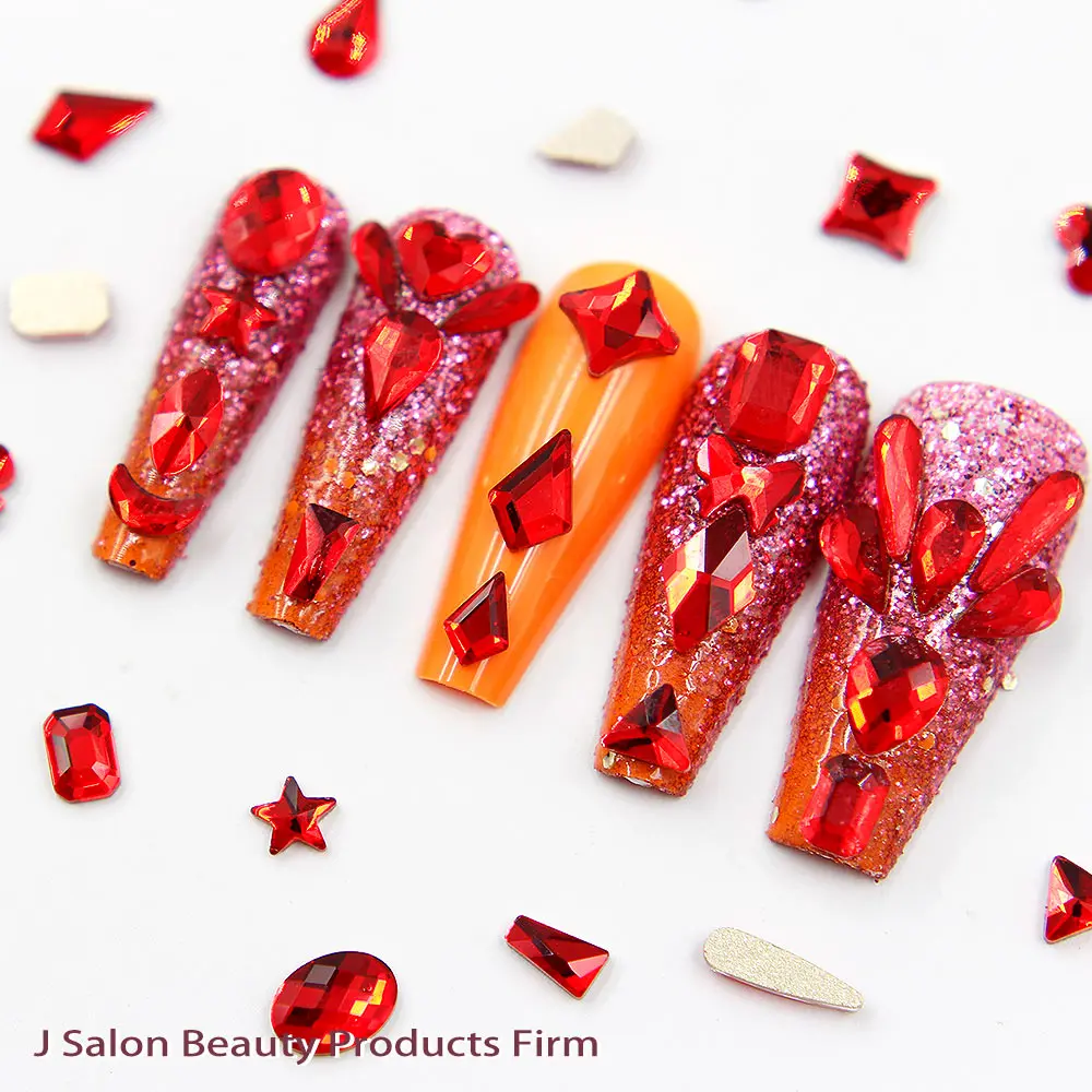 
20 Grids/box Shinny glass Nail Art Glitter Jewelry nail decoration mixed shape Rhinestone Bead manicure supplies 