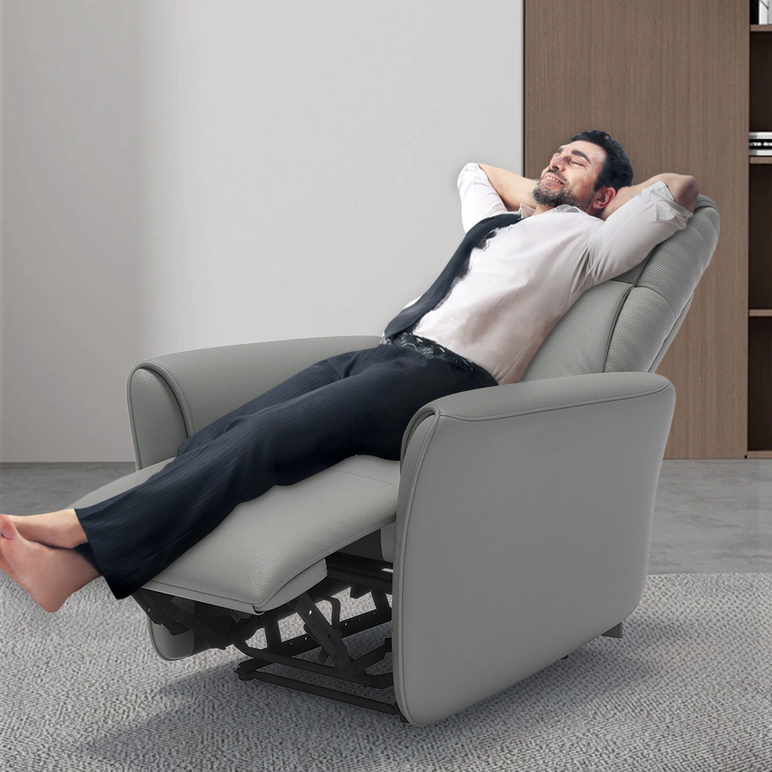 HOYOO Single Sofa Modern Reclinable Chaise Longue Office Sofa Chair Woodless Furniture Living Room Sofa Electric Fabric One Seat