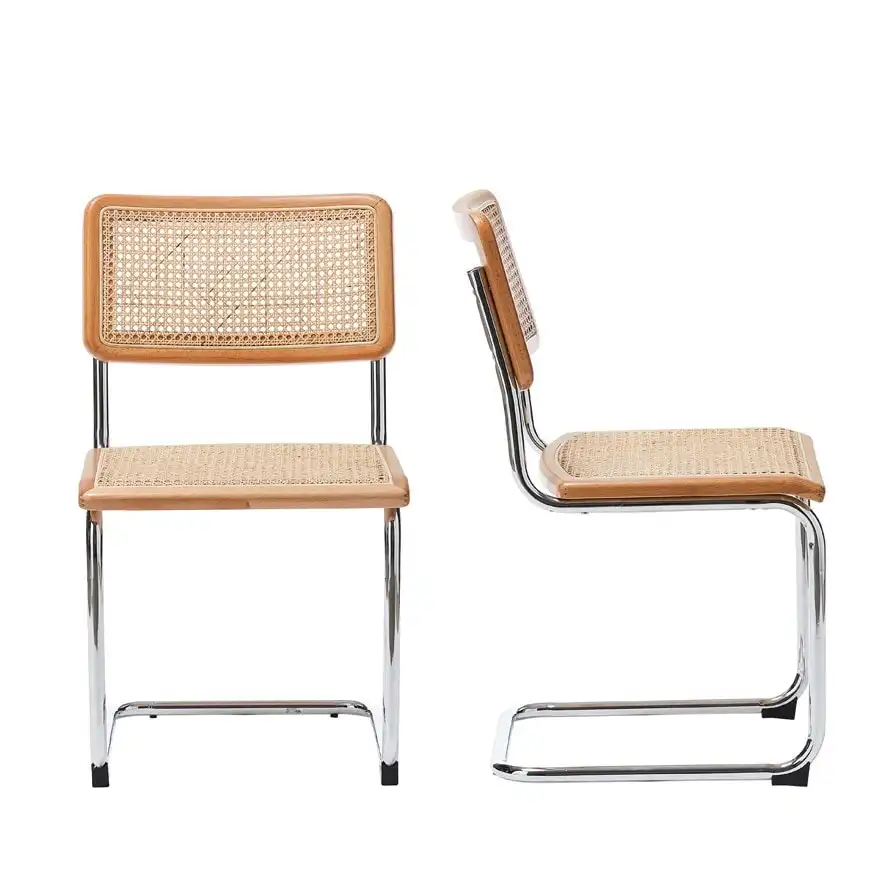 Home Republic Classic Cane Rattan Wicker Wooden Cesca Chair Cadeira Rota Chair Break Natural Rattan Chrome Dining Chair