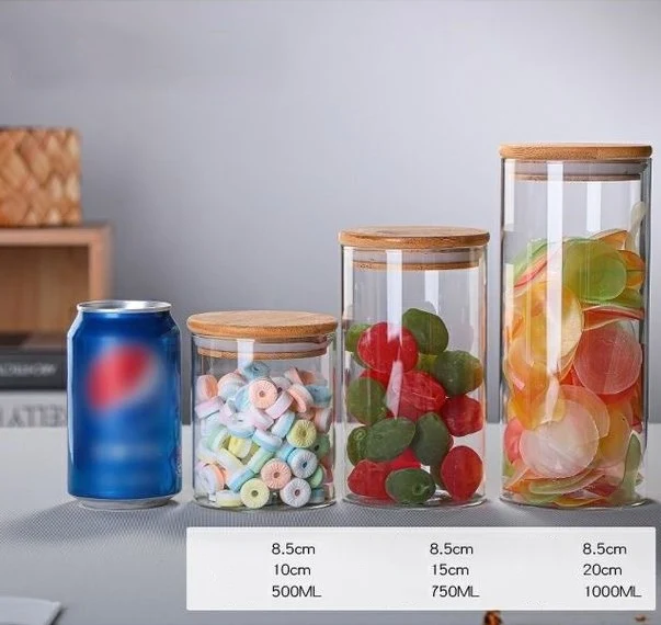 Manufacturers wholesale glass candle jar storage jar household food dried fruit grains storage jar with lid
