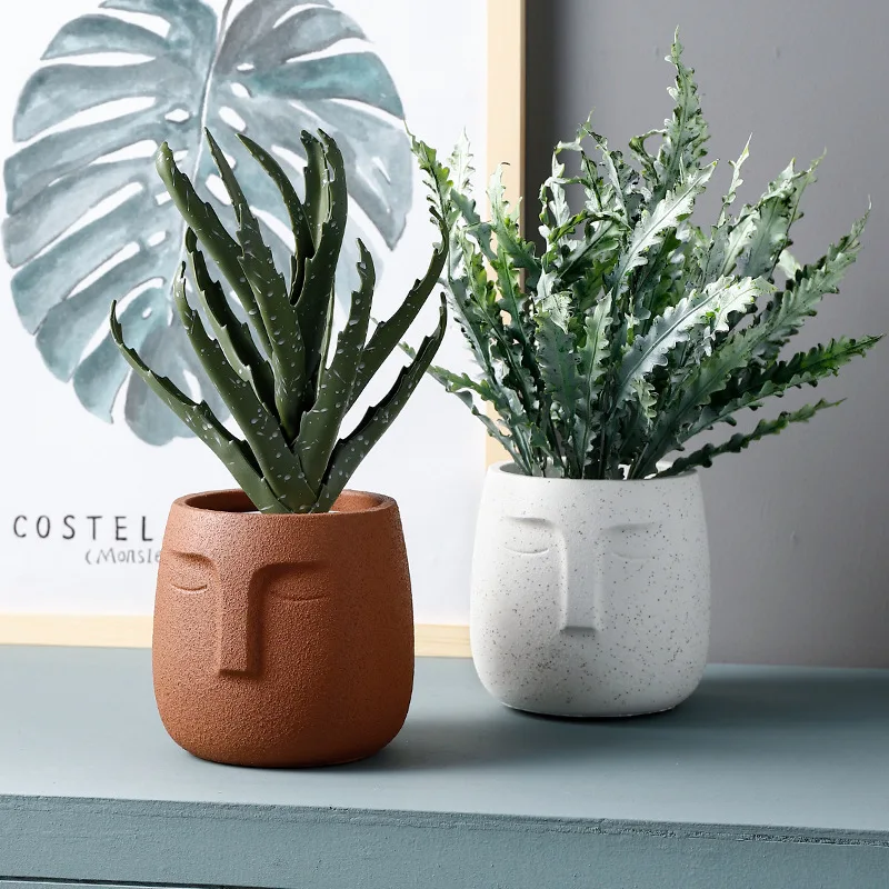 Fashion Design Indoor Decoration Succulent Plant Pot Cement Flower Pot Cheap Face Flower Pots In Bulk