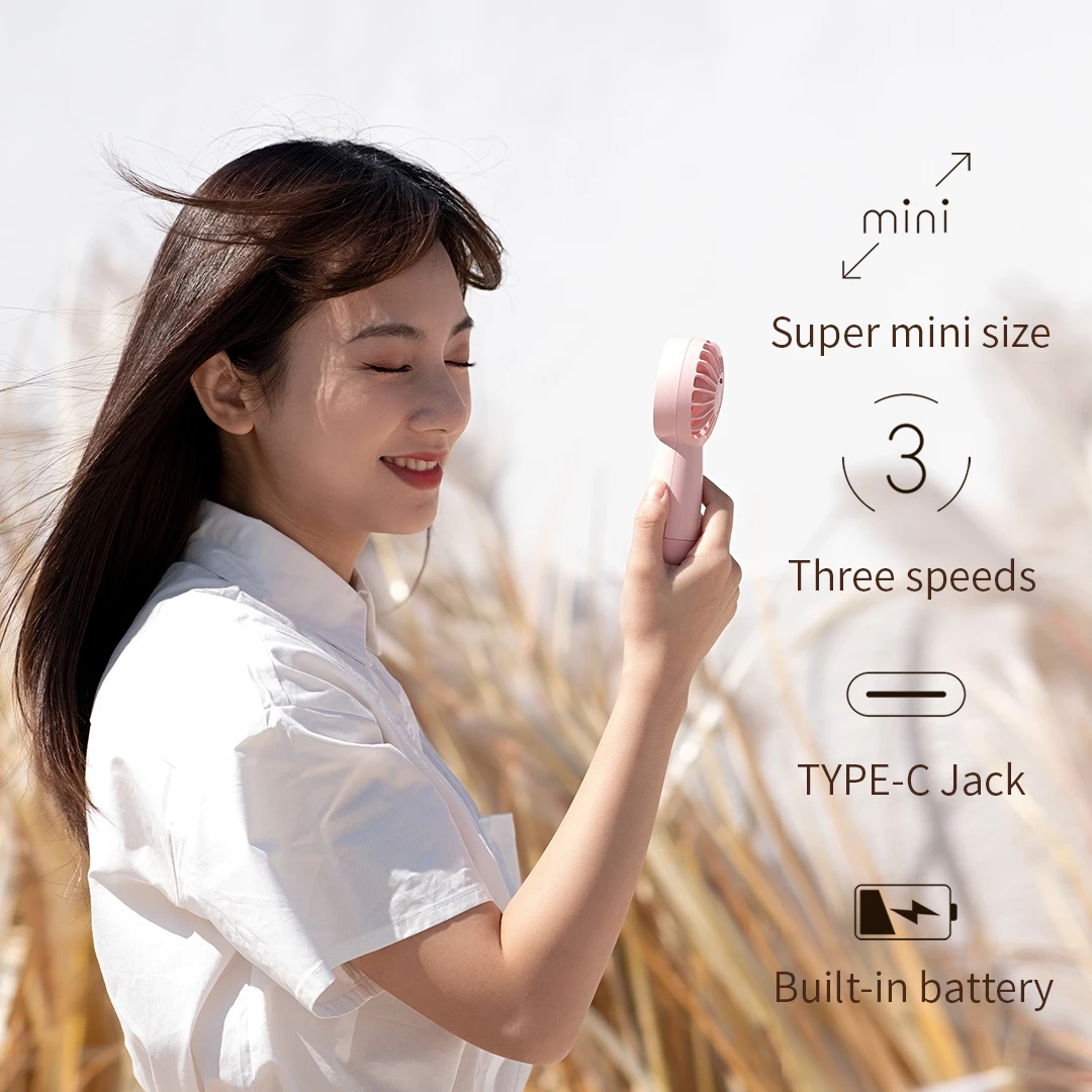 Hot Sale Mini Pocket Handheld Fan Three Speed  China Factory Wholesale mini fan four color Type C 5000 mAh Battery