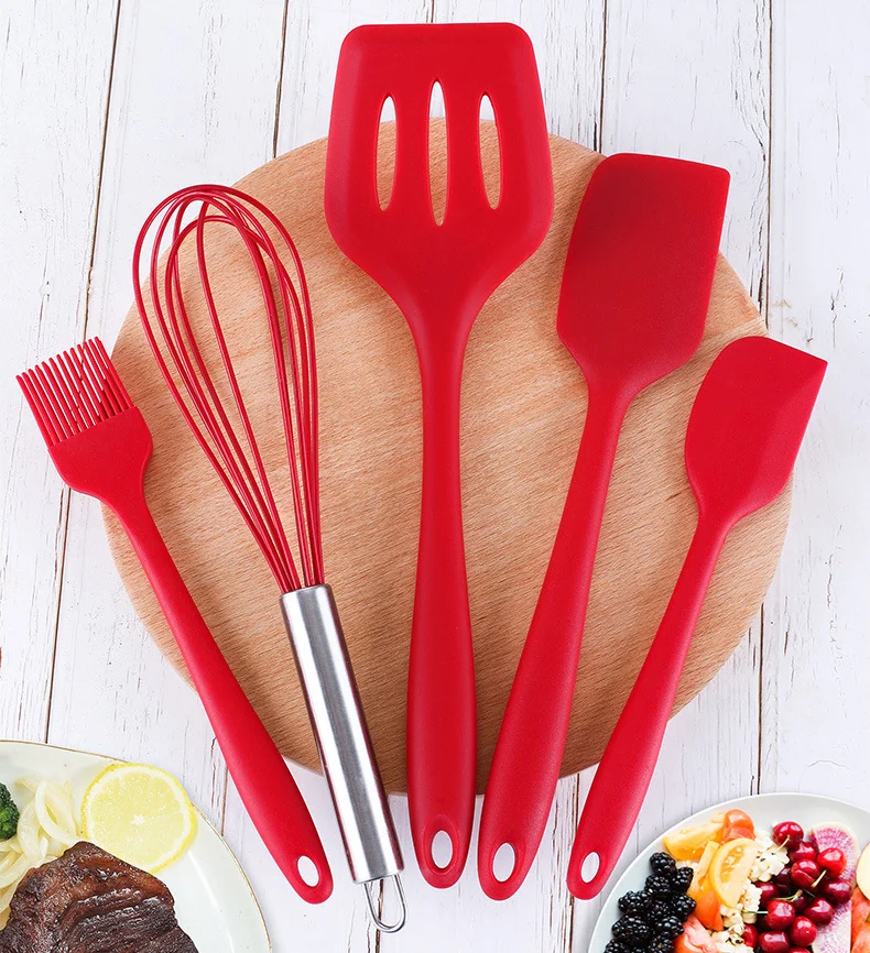 
Factory direct price BPA 5 pieces of silicone kitchen utensils and silicone baking utensils 
