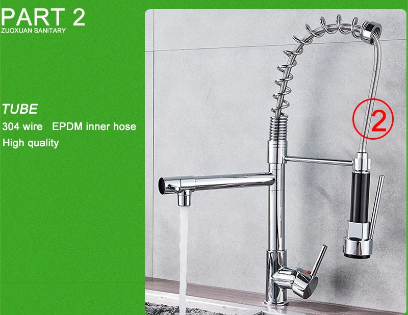 Zuoxuan Modern C Thermostatic Single Handle Pull Down Sprayer Kitchen Mixer Sink Kitchen Tap Faucets