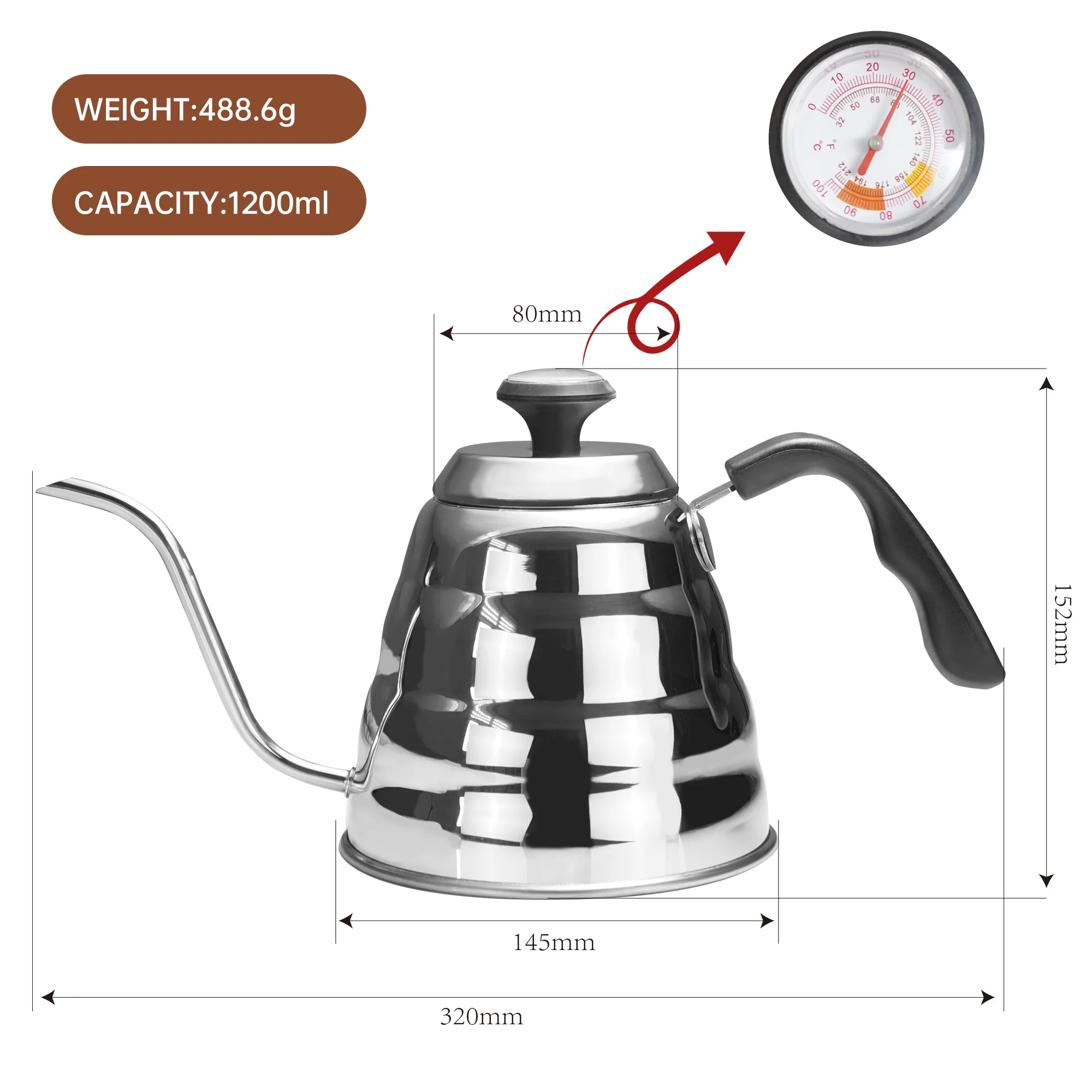 Hot Sale Barista Tool Brewing Pour Over Hand Drip Kettle Home Hotel Stainless Steel Cloud Gooseneck Coffee Pot With Lid