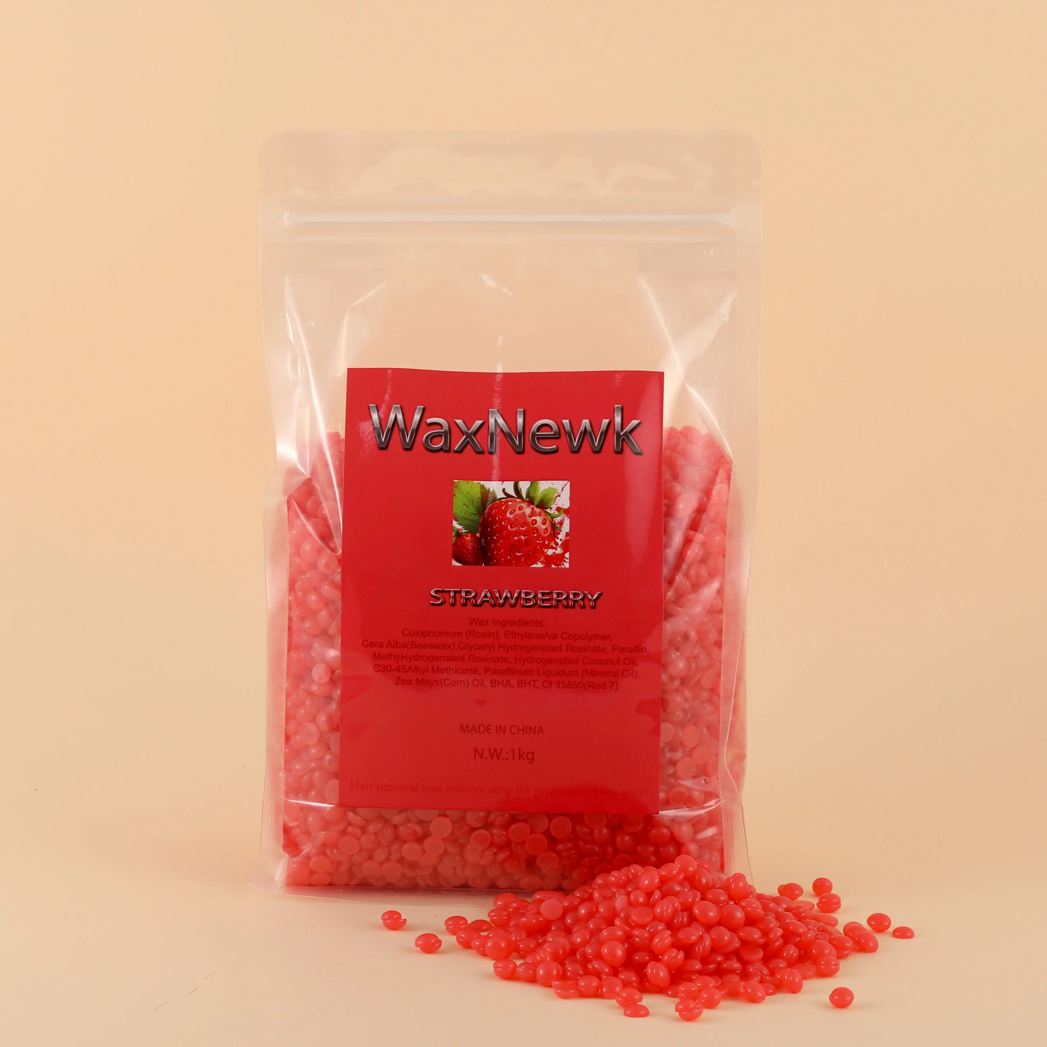 WaxNewK strawberry wax Painless Private Label  hot film 1kg red women dry fast hard wax beans depilatory easy hair removal beans