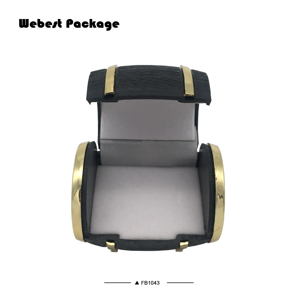 Webest wedding jewellery bearer beer barrel shape flocking velvet ring earring box in stocks