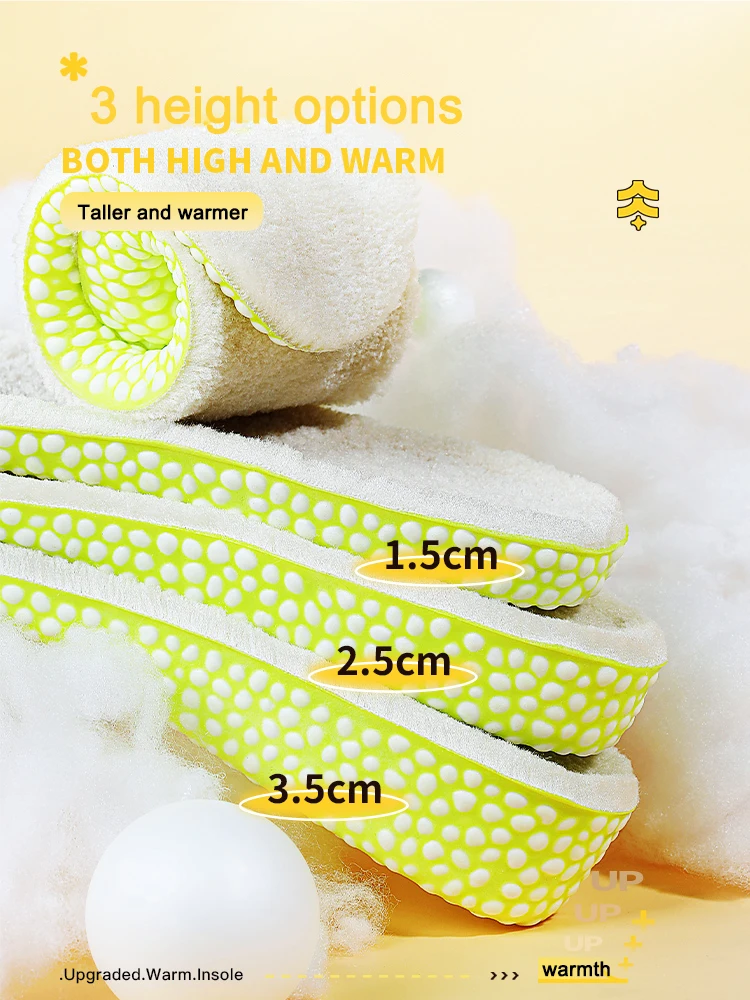 PU popcorn warm keeping and height increase insoles for men and women height increase plush cotton Martin boots inserts