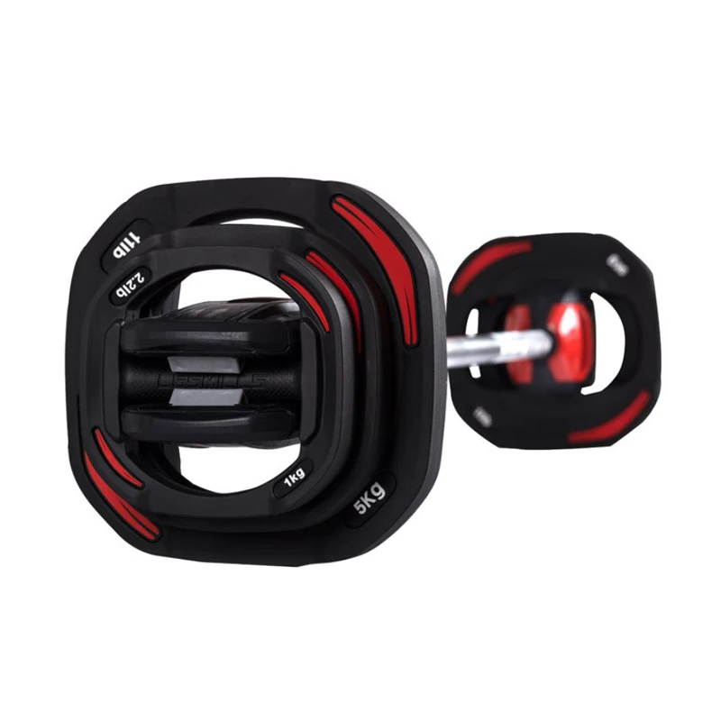 
Hadley Black+Red Adjustable TPU Barbell 20kg Weightliftingg Weight Plates Barbell Set fitness use for home gym 