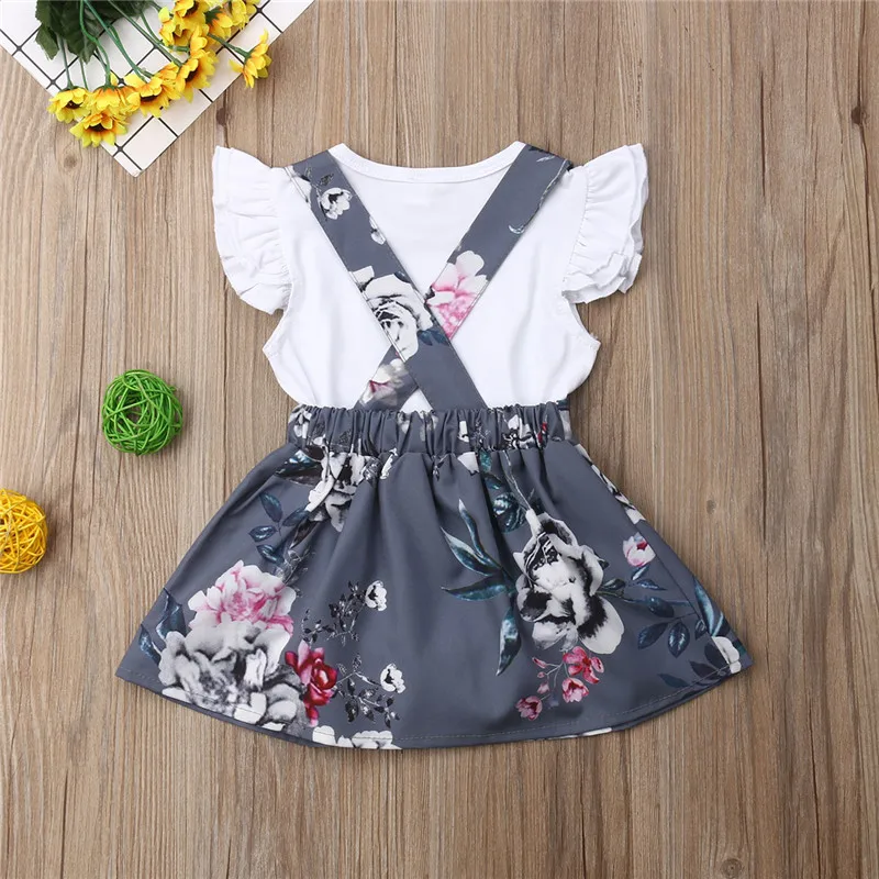 Summer 0-3yrs 2pcs rompers and florals set girls short mini skirt and top