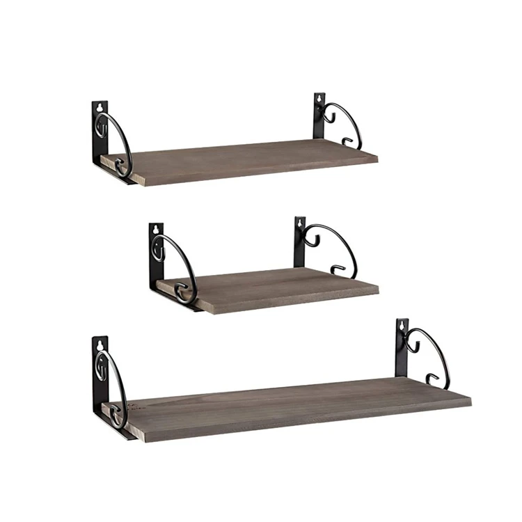 Floating Shelves Wall Mounted Set of 3 Rustic Wood Wall Storage Shelves Wood Wall Storage Shelves