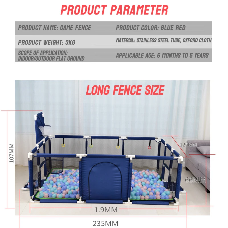 Customized OEM/ODM Baby Sponge Corner Safety Sports Arena Fence Park Ball Pit Square Foldable Steel Indoor Playpen for Kids