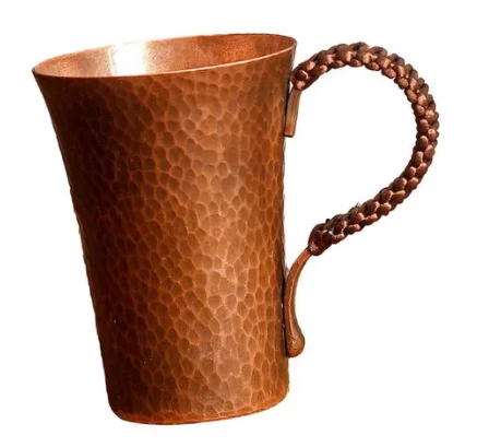 Beer and Wine Drink Copper Mug Decorative Handle Copper Mug For Beverages Server Ayurveda Health Benefits Camping Outdoor Use