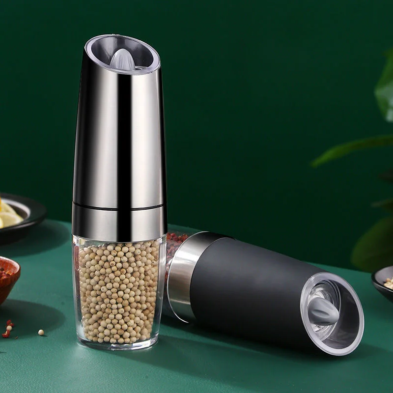 gravity electric pepper grinder,  adjustable salt and pepper grinder ,battery operated stainless steel spice grinder