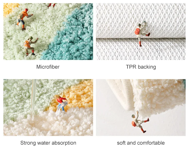 DAJIANG cute bear flower bath mat High-fleece absorbent non-slip TPR bottom floor mat