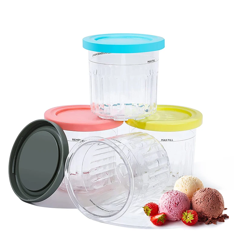 Kitchen accessories new products 4 Pcs Ice Cream Pints Containers and Lids 16oz Cups Ice Cream Storage Containers