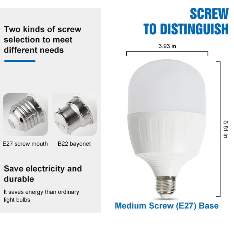 Huahuang Wholesale Customized 5W 10W 15W 20W 30W 40W 50W 60W 70W 80W 100W E27 B22 Light LED Bulb