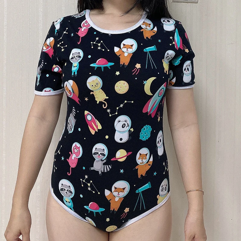 2022 Wholesale Valentines Day ABDL Onesie For Women Space Pattern Pajamas