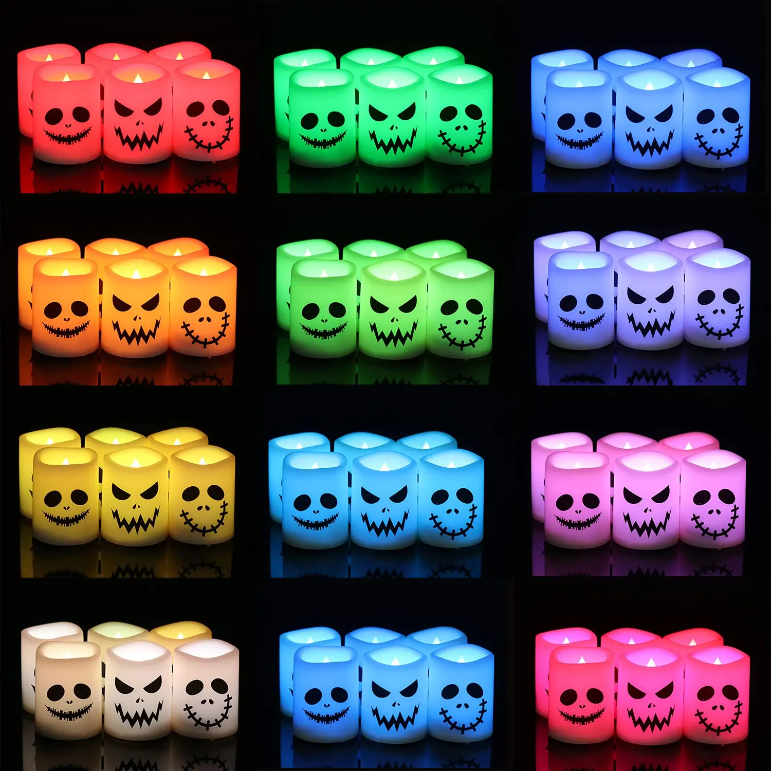 Halloween Flameless Votive Candles Color Changing with Remote Timer Battery Operated LED Candles for Halloween Home Decoration