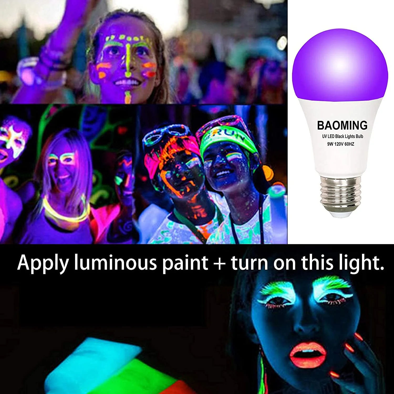 Halloween Body Paint E27 E26 УФ лампы 12 Вт 395-400 нм длина волны ультрафиолетовые светодиодные