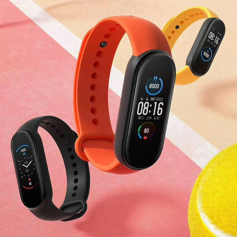 In Stock Xiaomi Mi Band 5 Sport Wristband Heart Rate Fitness Tracker BT AMOLED Screen Smart Band With 6 Color Bracelet