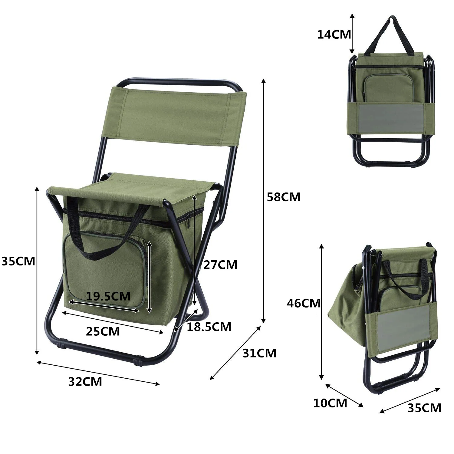 High Quality Portable Outdoor Beach Picnic Folding Ice Bag Multi Functional Camping Fishing Backpack Chair