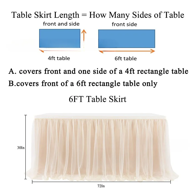 The table skirt designed with solid colored ruffles is suitable for hotel banquets birthdays outdoor wedding party decorations