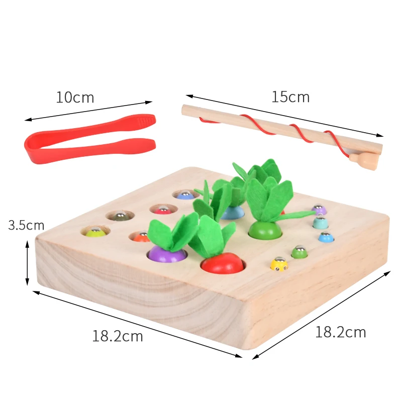 2024 New Magnetism Fishing Game Pulling Carrots Children Hot Sale Wooden Educational Puzzle Montessori Toys for Kids Boys Girls
